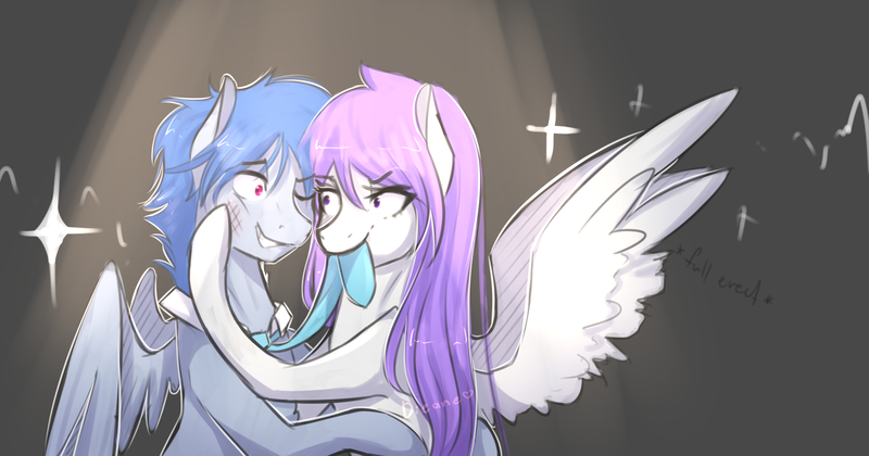 Size: 2694x1416 | Tagged: suggestive, artist:dieanepurple, derpibooru import, oc, oc:dieane, oc:lnp, unofficial characters only, pegasus, pony, colored, cute, oc x oc, shipping, wingboner