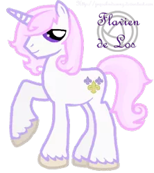 Size: 386x434 | Tagged: safe, artist:animallubber, artist:jaquelindreamz, derpibooru import, fleur-de-lis, unicorn, flavien-de-los, looking at you, raised leg, rule 63, simple background, smiling, solo, transparent background, unshorn fetlocks