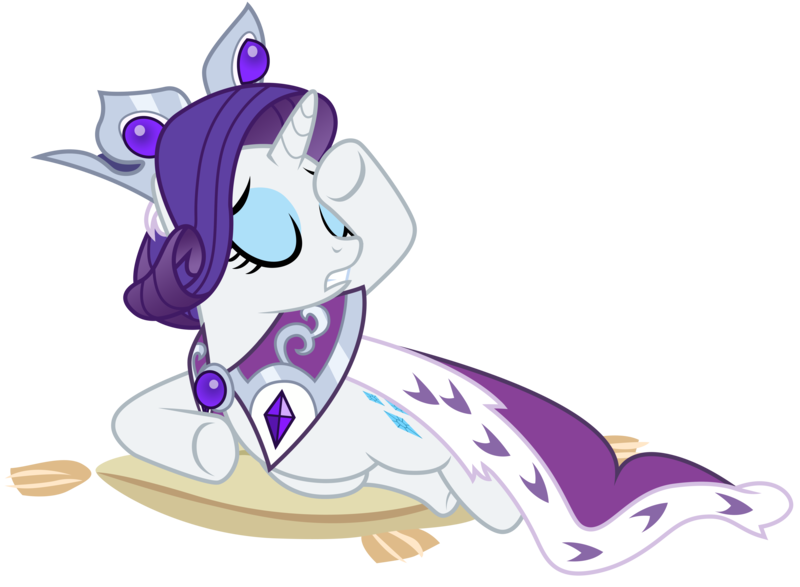 Size: 6000x4400 | Tagged: absurd resolution, artist:kooner-cz, derpibooru import, dramatic, eyes closed, lying down, pillow, princess platinum, raised hoof, rarity, safe, side, sitting, tired