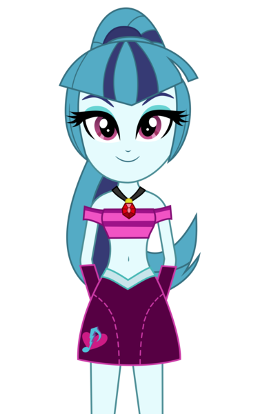 Size: 3150x5050 | Tagged: safe, artist:ponyalfonso, derpibooru import, edit, vector edit, sonata dusk, equestria girls, rainbow rocks, absurd resolution, amulet, belly button, clothes, inkscape, midriff, music notes, necklace, simple background, solo, transparent background, vector