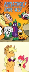 Size: 531x1293 | Tagged: safe, artist:brendahickey, artist:hellarmy, derpibooru import, edit, idw, apple bloom, applejack, fluttershy, pinkie pie, rainbow dash, rarity, twilight sparkle, twilight sparkle (alicorn), earth pony, pony, spoiler:comic, spoiler:comicff15, :t, banana, bananashy, cauliflower, comic, context is for the weak, crossing the line twice, eating, eggplant, eggplant sparkle, eggplantification, female, filly, food transformation, fruit, grapefruit, herbivore, horses doing horse things, implied cannibalism, implied death, lemon, mane six, mare, not salmon, princess eggplant sparkle, shocked, species swap, vegetables, wat, zap apple, zap apple dash