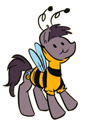 Size: 500x701 | Tagged: animated, artist:herny, bee, bee costume, clothes, costume, derpibooru import, happy, oc, oc:kevin the nightguard, safe, simple background, smiling, transparent background, unofficial characters only