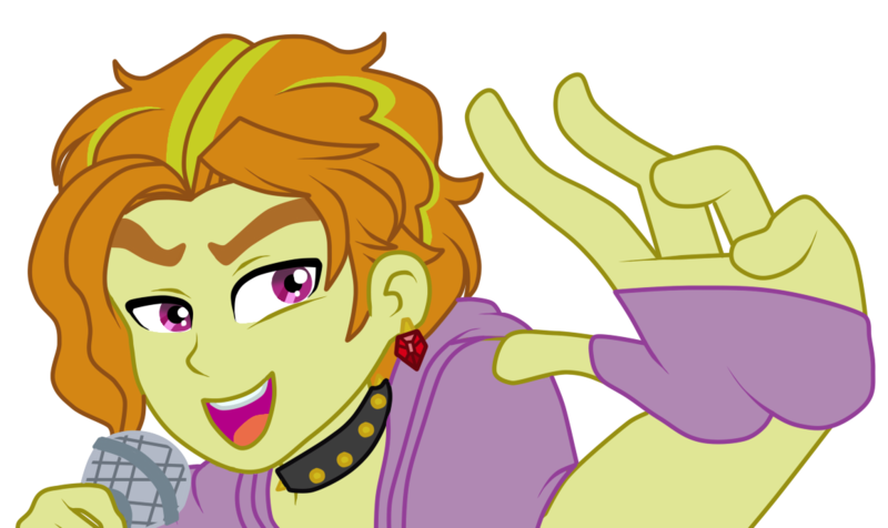 Size: 1159x689 | Tagged: safe, artist:empressbutttouch, derpibooru import, adagio dazzle, equestria girls, allegro amoroso, ear piercing, earring, equestria guys, jewelry, male, microphone, necklace, piercing, rule 63, simple background, singing, solo, these are not the droids you're looking for, transparent background