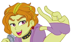 Size: 1159x689 | Tagged: safe, artist:empressbutttouch, derpibooru import, adagio dazzle, equestria girls, allegro amoroso, ear piercing, earring, equestria guys, jewelry, male, microphone, necklace, piercing, rule 63, simple background, singing, solo, these are not the droids you're looking for, transparent background