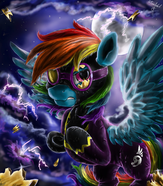 Size: 3500x4000 | Tagged: artist:vittorionobile, clothes, derpibooru import, rainbow dash, safe, shadowbolt dash, shadowbolts, shadowbolts costume, solo