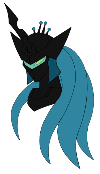 Size: 434x750 | Tagged: artist:combatkaiser, changeling, crossover, derpibooru import, mechanized, queen chrysalis, safe, simple background, tekkaman blade, tekkaman dead, transparent background