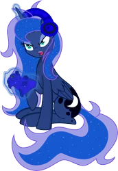 Size: 5000x7263 | Tagged: absurd resolution, angry, artist:kamyk962, controller, derpibooru import, frustrated, gamer luna, glare, headset, magic, princess luna, raised hoof, safe, simple background, sitting, solo, telekinesis, transparent background, vector