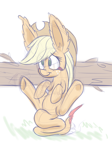 Size: 700x900 | Tagged: applejack, artist:heir-of-rick, cute, derpibooru import, monster pony, original species, safe, solo, tatzlbetes, tatzljack, tatzlpony, underhoof