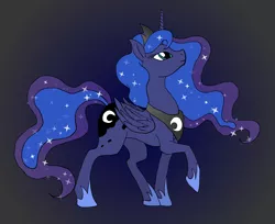 Size: 3206x2616 | Tagged: artist:rekibob, derpibooru import, princess luna, raised hoof, safe, simple background, solo