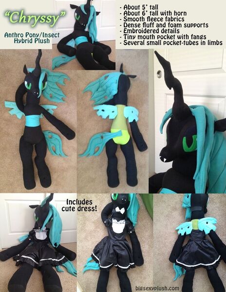 Size: 773x1000 | Tagged: suggestive, artist:bigsexyplush, derpibooru import, queen chrysalis, pony, anthro plushie, auction, bipedal, clothes, irl, maid, photo, plushie