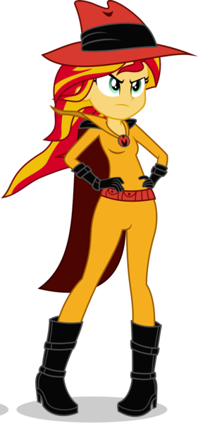 Size: 1084x2318 | Tagged: safe, artist:punzil504, derpibooru import, edit, mare do well, sunset shimmer, equestria girls, clothes, cosplay, costume, crossover, darkwing duck, negaduck, negamare, simple background, transparent background, vector