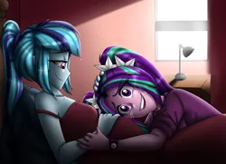 Size: 1663x1203 | Tagged: safe, artist:namygaga, derpibooru import, aria blaze, sonata dusk, equestria girls, ariabetes, arisona, aunt, cute, female, image, jpeg, lesbian, male, nephew, pregdusk, pregnant, pregnant equestria girls, pregnata dusk, shipping, siblings, sisters, son, sonatabetes, tears of joy