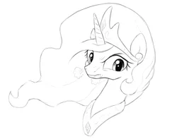 Size: 1200x944 | Tagged: angry, artist:kas92, derpibooru import, grayscale, monochrome, portrait, princess celestia, safe, simple background, solo