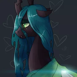 Size: 1000x1000 | Tagged: artist:zilvtree-zauani, dead source, derpibooru import, heart, queen chrysalis, sad face, safe, solo