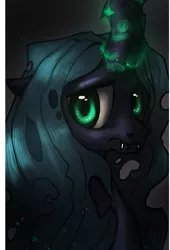 Size: 543x800 | Tagged: artist:zilvtree-zauani, dead source, derpibooru import, magic, queen chrysalis, sad, safe, solo