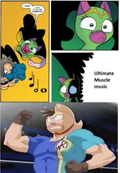 Size: 712x1024 | Tagged: artist:jay fosgitt, cheerilee, derpibooru import, exploitable meme, kid muscle, kinnikuman nisei, meme, safe, spoiler:comic, surprise entrance meme, ultimate muscle