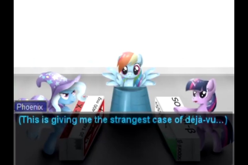 Size: 960x640 | Tagged: safe, derpibooru import, rainbow dash, trixie, twilight sparkle, pony, unicorn, ace attorney, female, mare, operation: turnabout, phoenix wright, sculpture, turnabout storm, youtube link