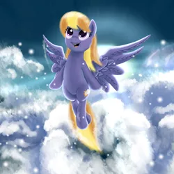 Size: 2000x2000 | Tagged: safe, artist:asai-gomen, derpibooru import, cloud kicker, background pony, flying, solo