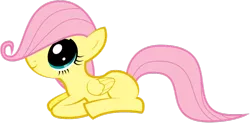 Size: 900x441 | Tagged: artist:omniferious, cute, derpibooru import, dilated pupils, filly, filly fluttershy, fluttershy, happy, looking up, prone, puppy dog eyes, safe, shyabetes, simple background, smiling, solo