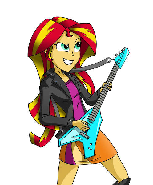 Size: 3041x3668 | Tagged: safe, artist:ndvega, derpibooru import, sunset shimmer, equestria girls, guitar