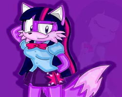 Size: 1001x797 | Tagged: safe, artist:sparklesthestarfox, derpibooru import, twilight sparkle, anthro, fox, plantigrade anthro, equestria girls, equestria girls outfit, solo, sonic the hedgehog (series), sonicified, species swap