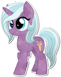 Size: 600x749 | Tagged: safe, artist:tambelon, derpibooru import, idw, radiant hope, crystal pony, pony, spoiler:comic, spoiler:comicfiendshipismagic1, raised hoof, simple background, smiling, solo, sparkles, transparent background