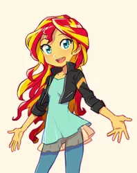 Size: 616x777 | Tagged: dead source, safe, artist:baekgup, derpibooru import, sunset shimmer, equestria girls, my past is not today, rainbow rocks, clothes, cute, female, looking at you, open mouth, simple background, solo, white background