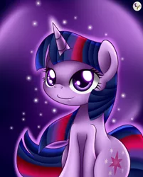 Size: 1000x1244 | Tagged: safe, artist:lielie, derpibooru import, twilight sparkle, pony, unicorn, looking at you, pixiv, solo, sparkles, unicorn twilight