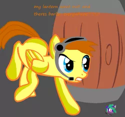 Size: 711x669 | Tagged: artist:rhiathebat1, barrel, derpibooru import, misspelling, pewdiepie, ponified, safe, solo