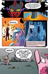 Size: 662x1025 | Tagged: breaking the fourth wall, comic, derpibooru import, disintegration, edit, exploitable meme, good idea sombra, gotta catch 'em all, idw, king sombra, meme, petrification, pinkie pie, princess amore, radiant hope, safe, shattered, spike, spoiler:comic, spoiler:comicfiendshipismagic1, this is a kid's comic, you know for kids