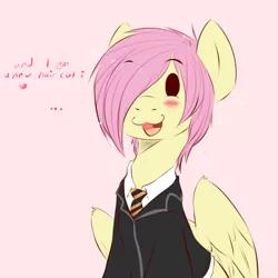 Size: 1200x1200 | Tagged: :3, artist:rainbowscreen, ask the gaylord, butterscotch, clothes, derpibooru import, fluttershy, rule 63, safe, solo