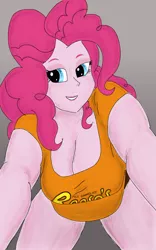 Size: 1000x1600 | Tagged: suggestive, artist:bigmacintosh2000, derpibooru import, pinkie pie, equestria girls, bbw, bedroom eyes, big breasts, breasts, busty pinkie pie, chubby, cleavage, clothes, female, panties, reese's, reese's peanut butter cups, shirt, solo, solo female, underwear