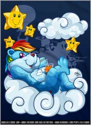 Size: 646x888 | Tagged: artist:gbillustrations, care bears, crossover, derpibooru import, rainbow dash, safe, solo, voice actor joke