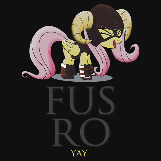 Size: 550x550 | Tagged: safe, artist:broniesunite, artist:drawponies, derpibooru import, fluttershy, pegasus, pony, card, clothes, crossover, dovahkiin, dovahshy, eyes closed, female, flutteryay, fus ro yay, fus-ro-dah, iphone case, mare, pillow, print, redbubble, skyrim, sticker, t-shirt, text, the elder scrolls, yay