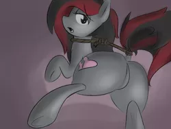 Size: 960x720 | Tagged: artist:dumpjaw, derpibooru import, emo, featureless crotch, female, large butt, /mlp/, oc, oc:miss eri, plot, rope, semi-grimdark, solo, solo female, suggestive, unofficial characters only