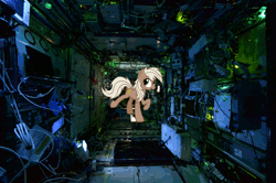Size: 2956x1968 | Tagged: safe, artist:anearbyanimal, artist:griffonite, derpibooru import, ponified, earth pony, pony, animated, cute, epona, eponadorable, female, floating, international space station, mare, open mouth, smiling, solo, space, spinning, the legend of zelda, wat