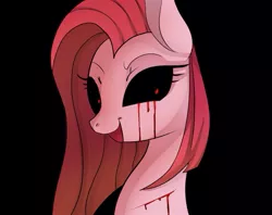 Size: 900x714 | Tagged: artist:hosikawa, black sclera, blood, creepypasta, crying, derpibooru import, looking at you, pinkamena diane pie, pinkie pie, pixiv, semi-grimdark, solo, tears of blood, zalgo, zalgomena, zalgo pie