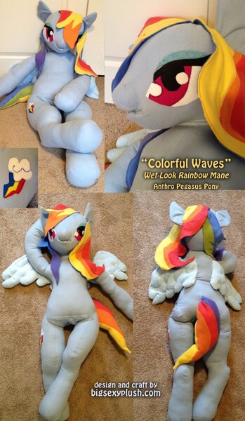 658944 - suggestive, artist:bigsexyplush, derpibooru import, rainbow dash,  semi-anthro, anthro plushie, irl, photo, plushie, wet mane - Twibooru