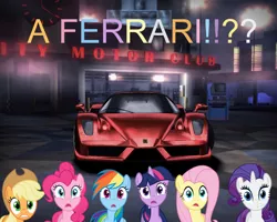 Size: 1280x1024 | Tagged: applejack, derpibooru import, enzo ferrari, ferrari, fluttershy, mane six, need for speed, need for speed carbon, pinkie pie, rainbow dash, rarity, safe, twilight sparkle