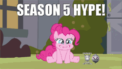 Size: 450x253 | Tagged: animated, bouncing, derpibooru import, excited, grin, hub logo, hype, image macro, imminent explosion, meme, pinkie pie, safe, sitting, smiling, solo