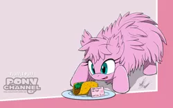 Size: 1920x1200 | Tagged: artist:fuzon-s, crossover, derpibooru import, dying for pie, happy, implied chrysalis, oc, oc:fluffle puff, pony channel, reference, safe, sketch, solo, sonic channel, sonic the hedgehog (series), spongebob squarepants, style emulation, taco, unofficial characters only, wallpaper, yuji uekawa style