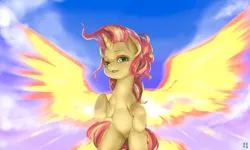 Size: 2593x1552 | Tagged: safe, artist:mrs1989, derpibooru import, sunset shimmer, pony, my past is not today, solo, sunset phoenix