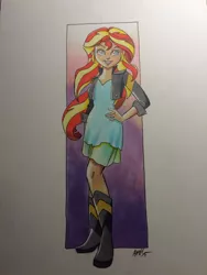 Size: 600x800 | Tagged: safe, artist:tonyfleecs, derpibooru import, sunset shimmer, equestria girls, my past is not today, traditional art