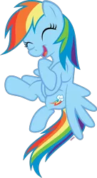 Size: 3000x5502 | Tagged: safe, artist:xebck, derpibooru import, rainbow dash, pegasus, pony, the cutie map, backwards cutie mark, cute, dashabetes, eyes closed, female, flying, laughing, mare, open mouth, simple background, smiling, solo, spread wings, transparent background, vector, wings