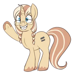 Size: 482x493 | Tagged: artist:lulubell, creepy smile, derpibooru import, equal cutie mark, glasses, grin, oc, oc:lulubell, safe, simple background, smiling, solo, the cutie map, transparent background, underhoof, unofficial characters only, vector, waving, wide eyes