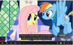 Size: 642x397 | Tagged: safe, derpibooru import, screencap, fluttershy, rainbow dash, the cutie map, meme, youtube, youtube caption