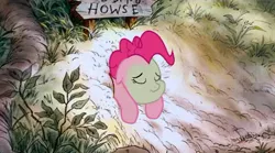 Size: 480x267 | Tagged: derpibooru import, disney, exploitable meme, meme, pinkie pie, safe, sick, solo, stuck, the cutie map, winnie the pink, winnie the pooh