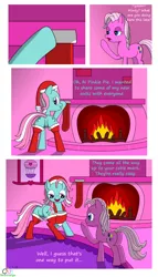 Size: 1316x2306 | Tagged: artist:oddymcstrange, a very minty christmas, clothes, comic, derpibooru import, featureless crotch, g3, g3 to g4, generation leap, hat, minty, oh minty minty minty, pinkie pie, plot, santa hat, socks, suggestive