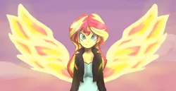 Size: 1740x900 | Tagged: safe, artist:astrasoda, artist:star-of-magenta, derpibooru import, sunset shimmer, equestria girls, my past is not today, female, solo, sunset phoenix