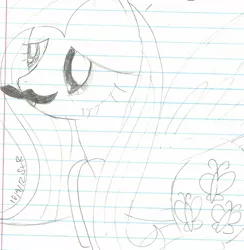 Size: 1107x1136 | Tagged: safe, artist:neko-apocalypse, derpibooru import, fluttershy, lined paper, moustache, solo, traditional art